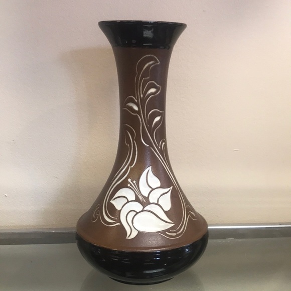 Vintage Pottery Craft Robert Maxwell Stoneware Floral Lily Vase - Picture 1 of 9